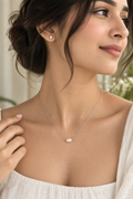 Single Pearl Engraved Silver Chain