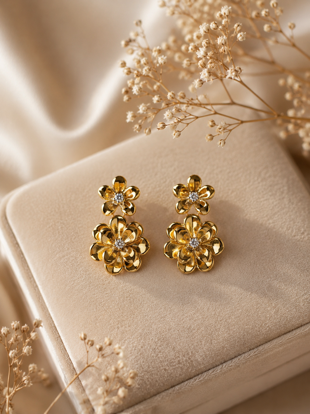 Gold Flower-shaped Earrings