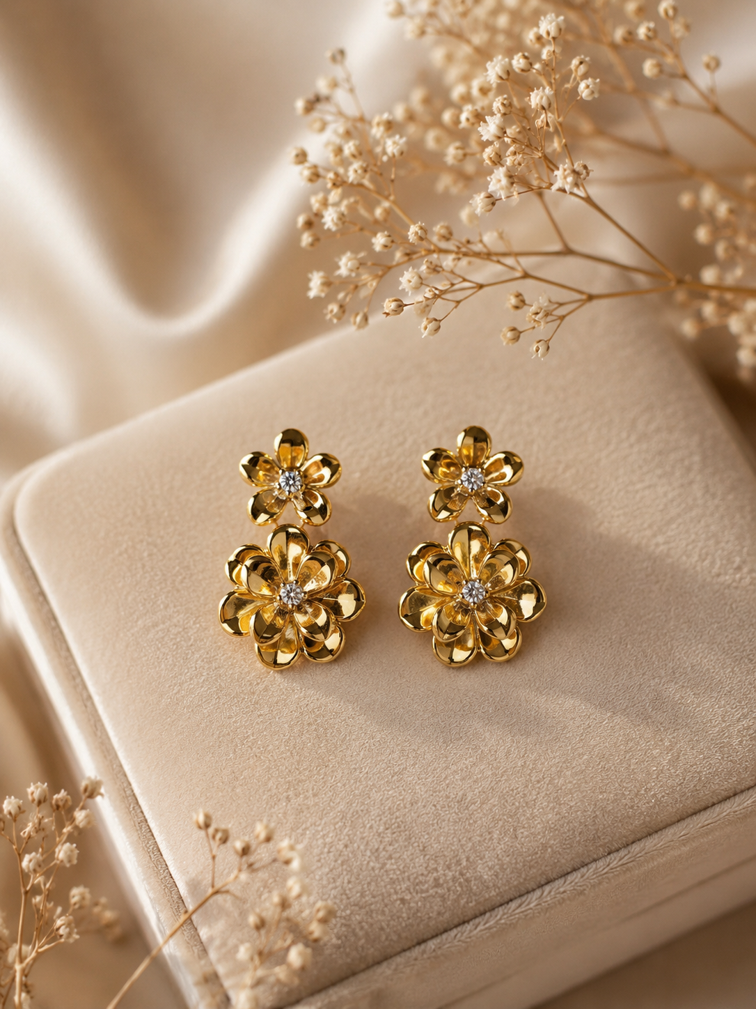 Gold Flower-shaped Earrings