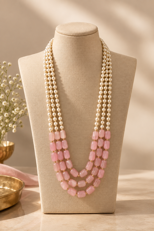 Blush Pearl Cascade Necklace