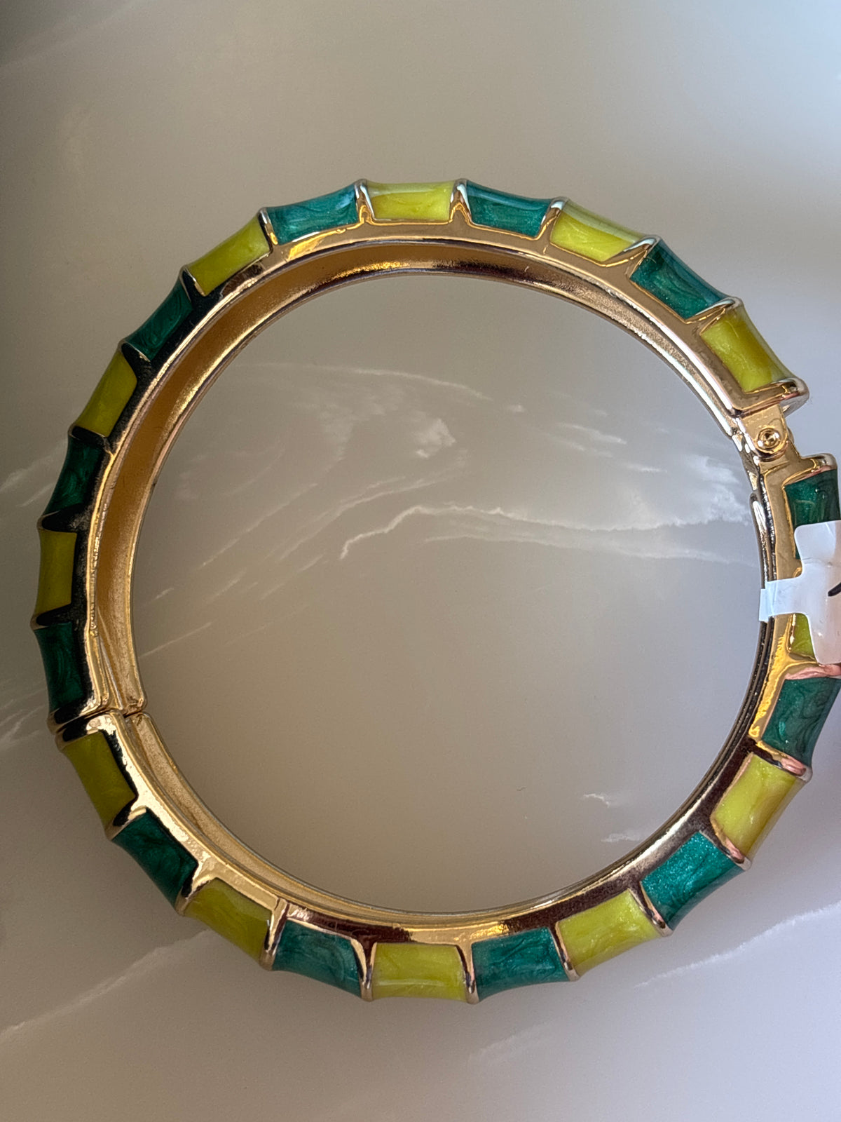 Dual Tone Green Enamel Bangle