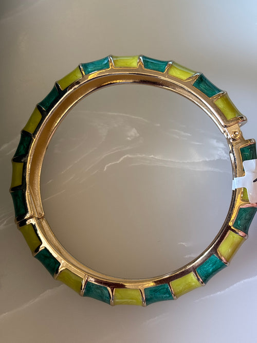 Dual Tone Green Enamel Bangle
