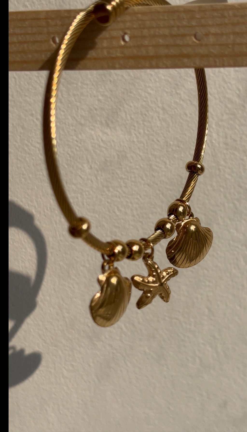 Gold Cable Bracelet with Shell Charms