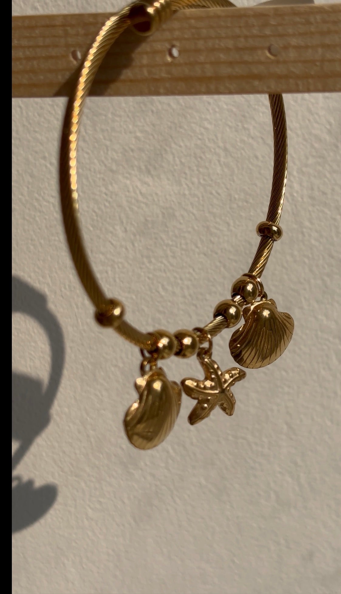 Gold Cable Bracelet with Shell Charms